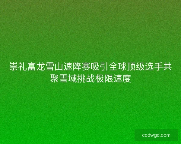 崇礼富龙雪山速降赛吸引全球顶级选手共聚雪域挑战极限速度
