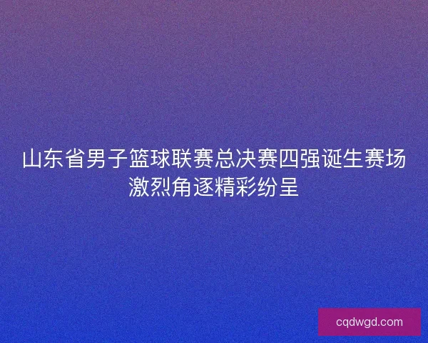 山东省男子篮球联赛总决赛四强诞生赛场激烈角逐精彩纷呈
