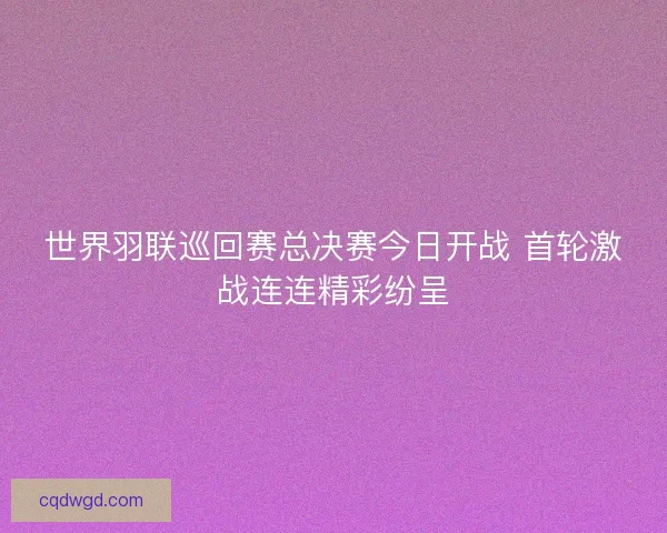 世界羽联巡回赛总决赛今日开战 首轮激战连连精彩纷呈