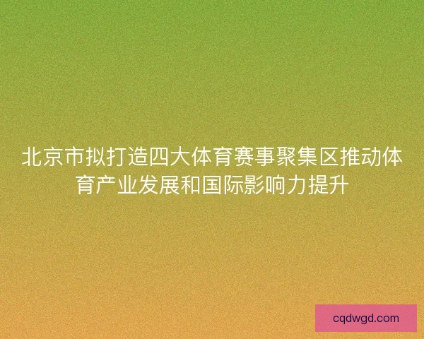 北京市拟打造四大体育赛事聚集区推动体育产业发展和国际影响力提升 北京市拟打造四大体育赛事聚集区推动体育产业发展和国际影响力提升